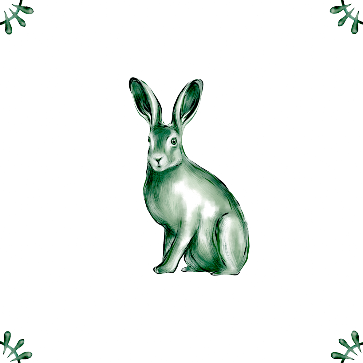 Delft Blue Ceramic Tile- Hare︱Bathroom Tile, Splashback, Kitchen Tiles, Modern Dutch Style