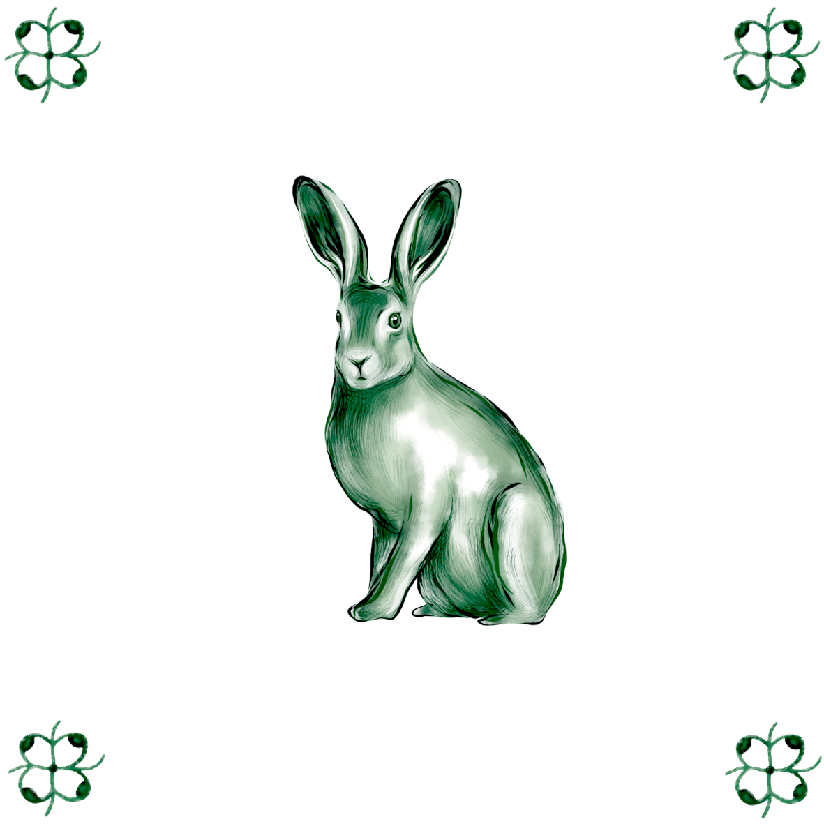 Delft Blue Ceramic Tile- Hare︱Bathroom Tile, Splashback, Kitchen Tiles, Modern Dutch Style