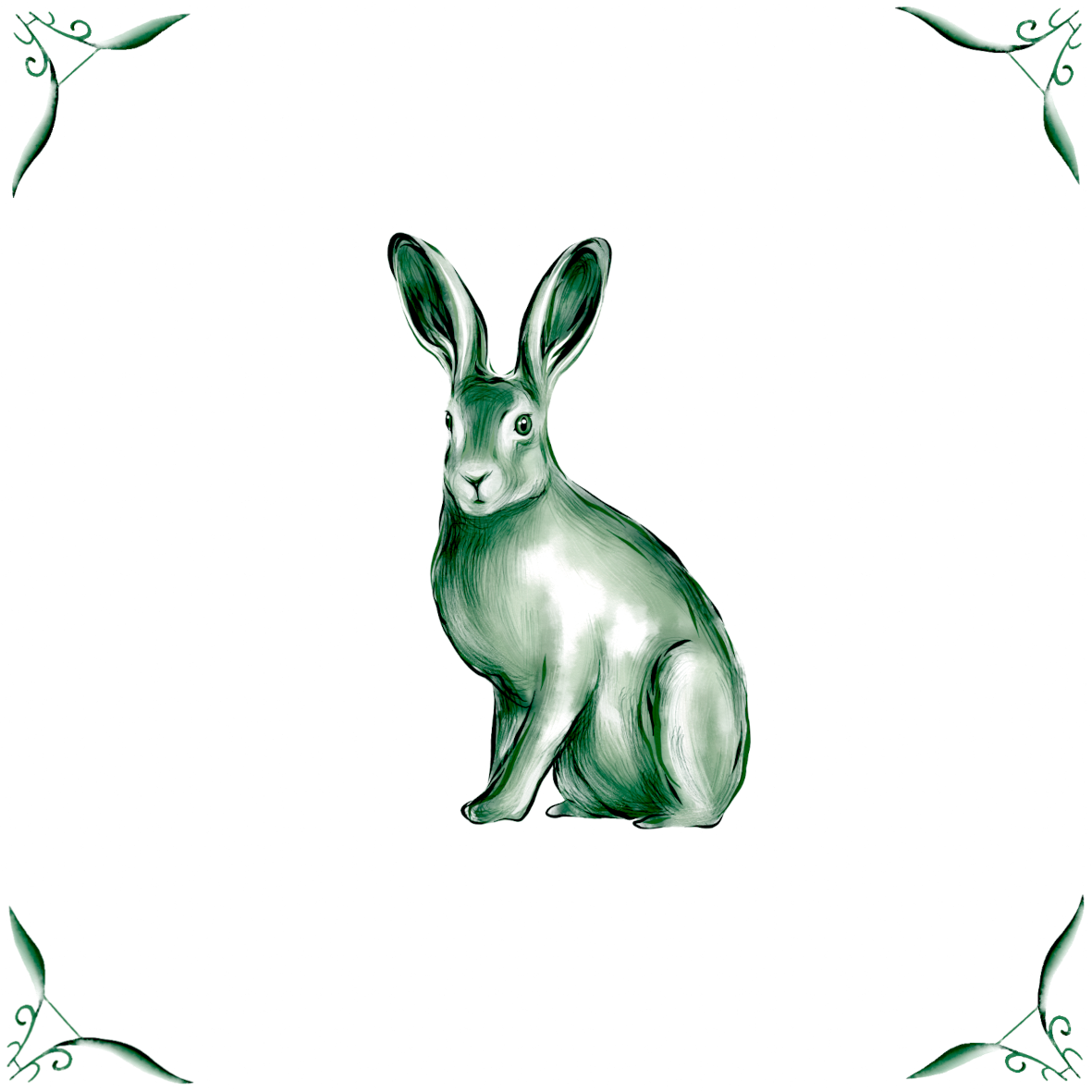 Delft Blue Ceramic Tile- Hare︱Bathroom Tile, Splashback, Kitchen Tiles, Modern Dutch Style