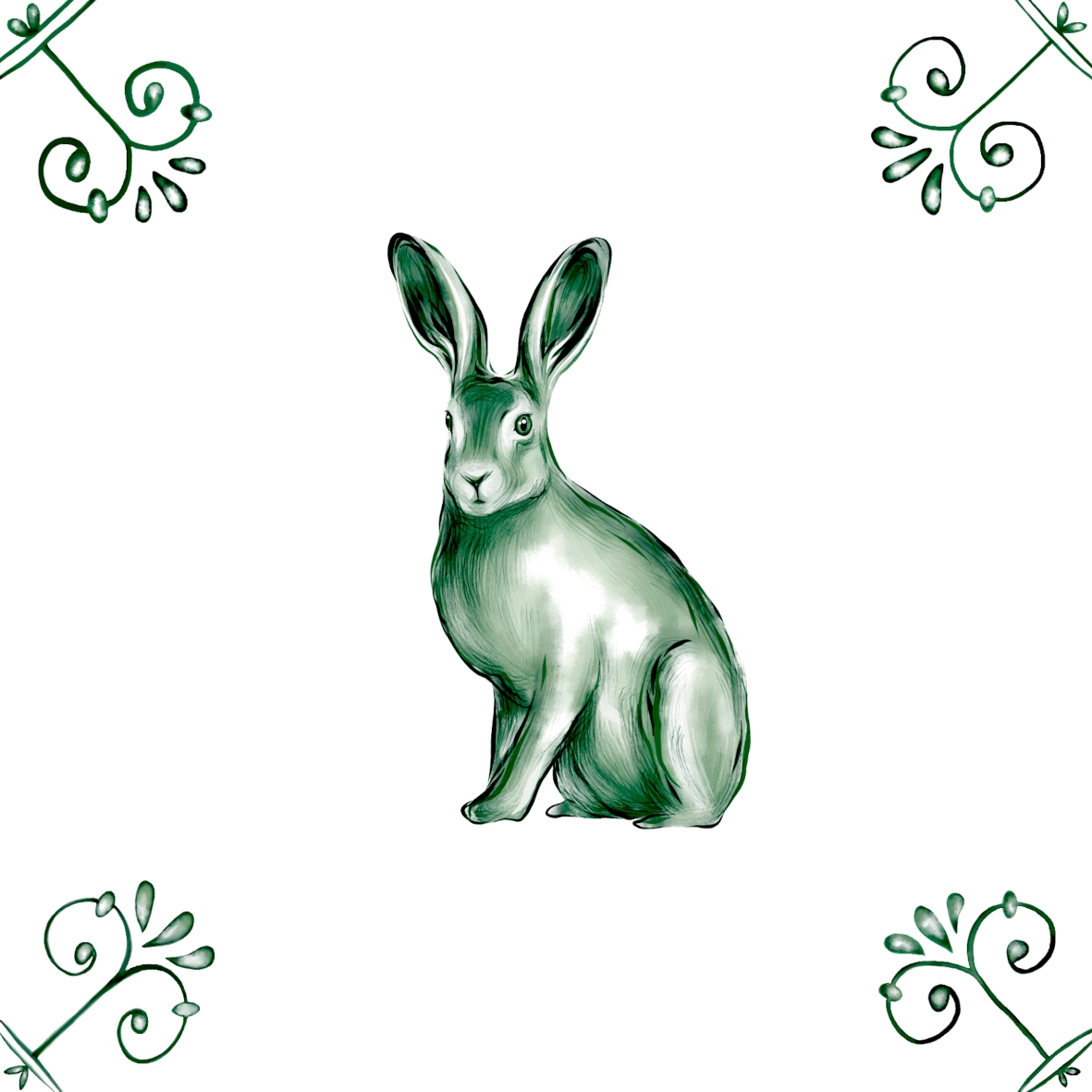 Delft Blue Ceramic Tile- Hare︱Bathroom Tile, Splashback, Kitchen Tiles, Modern Dutch Style