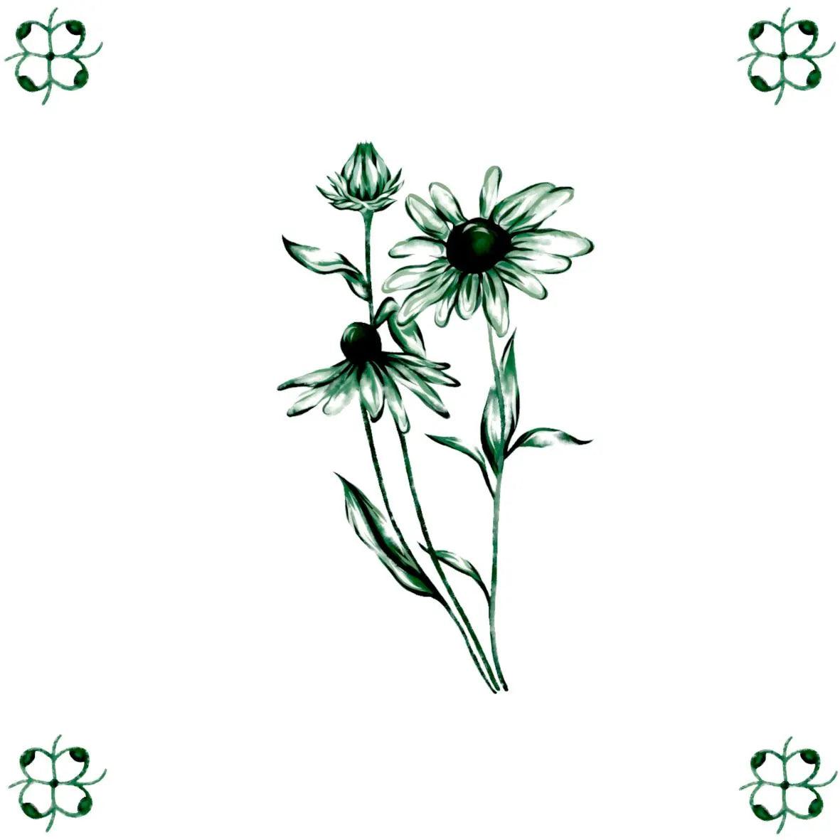 Delft Blue Ceramic Tile- Daisy︱Bathroom Tile, Splashback, Kitchen Tiles, Modern Dutch Style