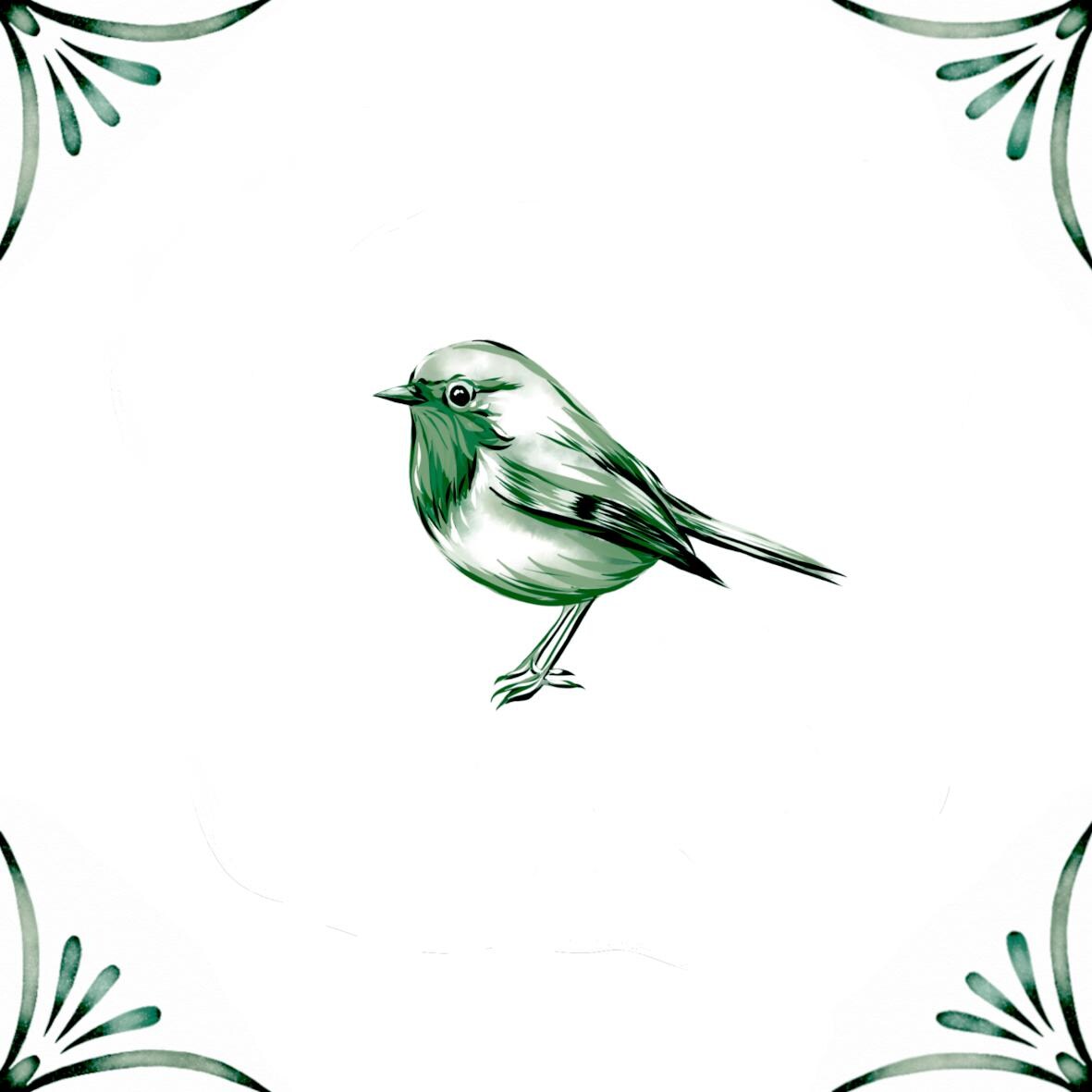 Delft Blue Ceramic Tile- Robin︱Bathroom Tile, Splashback, Kitchen Tiles, Modern Dutch Style