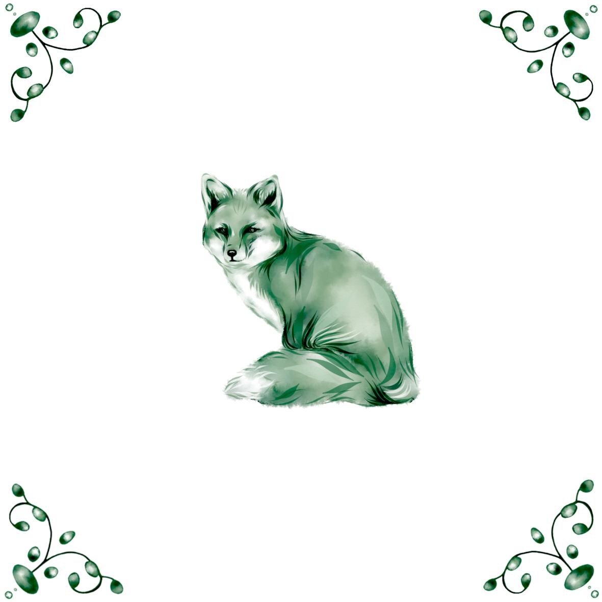 Delft Blue Ceramic Tile- Fox︱Bathroom Tile, Splashback, Kitchen Tiles, Modern Dutch Style
