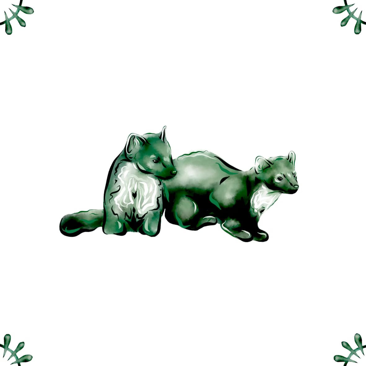 Delft Blue Ceramic Tile- Pine Martens︱Bathroom Tile, Splashback, Kitchen Tile, Modern Dutch Style