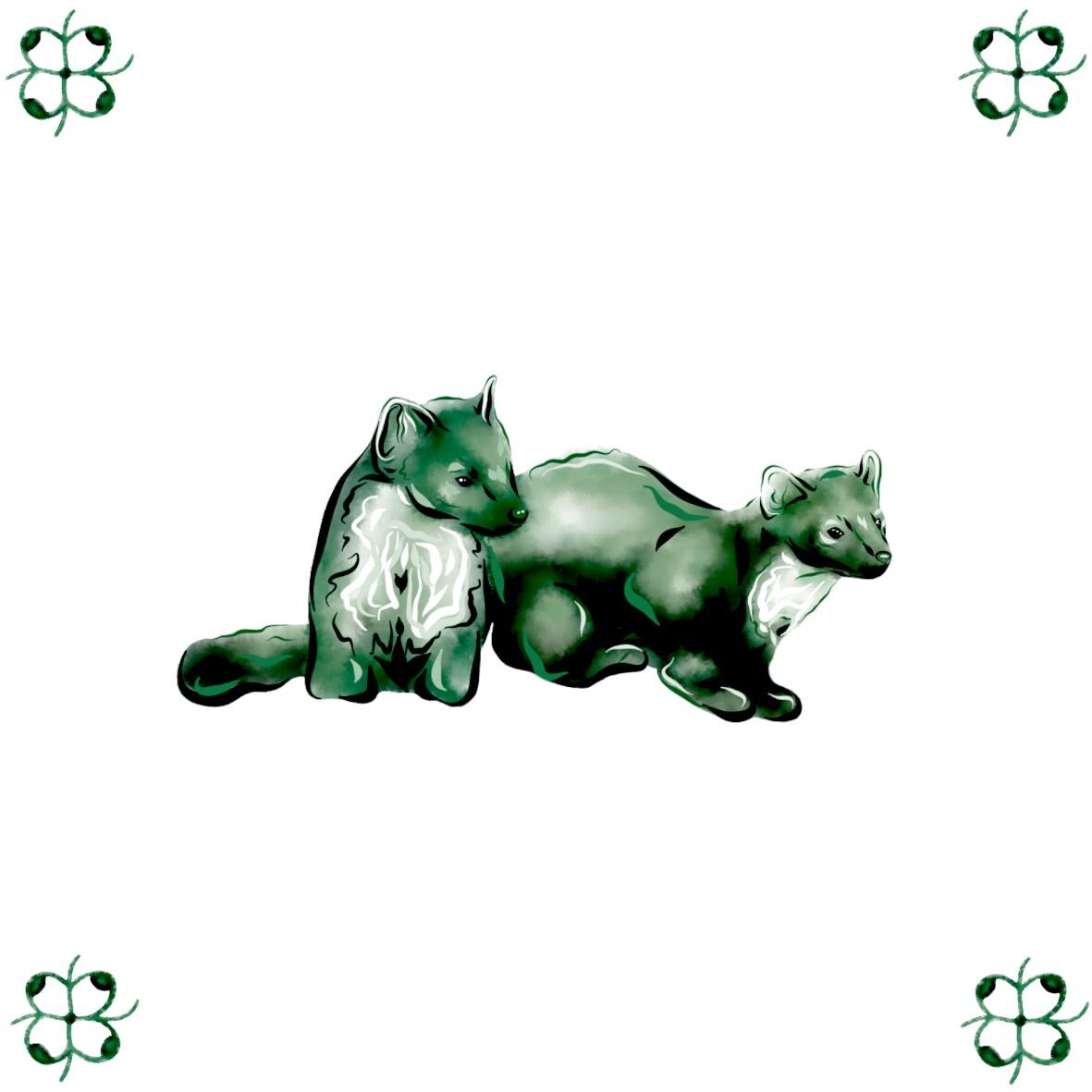 Delft Blue Ceramic Tile- Pine Martens︱Bathroom Tile, Splashback, Kitchen Tile, Modern Dutch Style