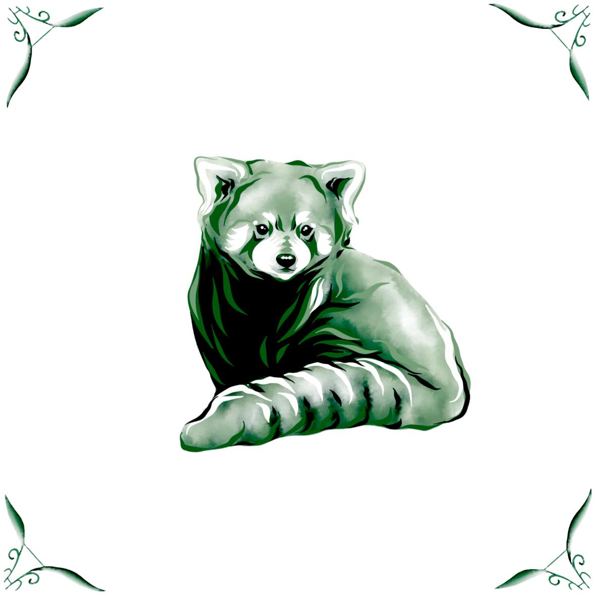 Delft Blue Ceramic Tile- Red Panda︱Bathroom Tile, Splashback, Kitchen Tiles, Modern Dutch Style