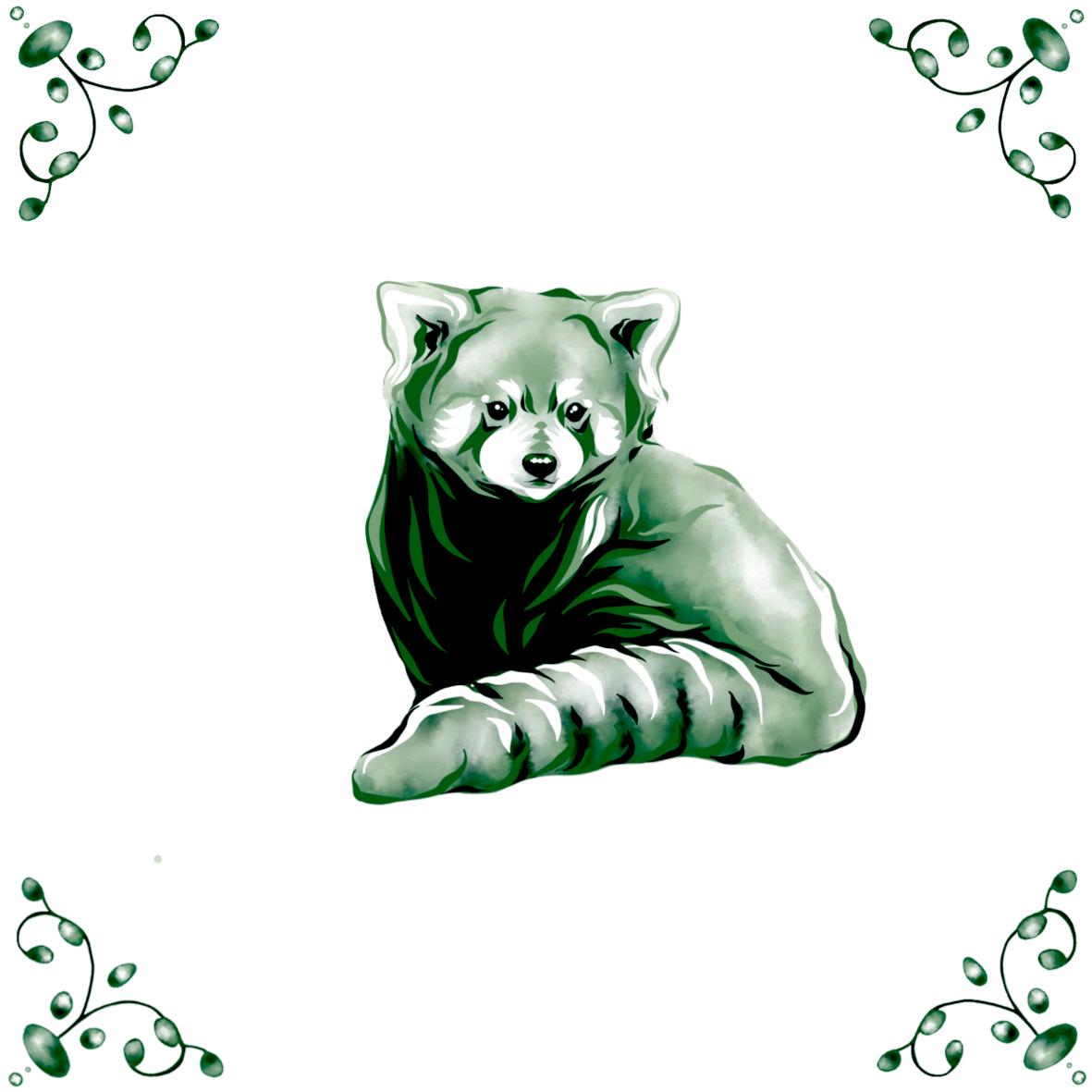 Delft Blue Ceramic Tile- Red Panda︱Bathroom Tile, Splashback, Kitchen Tiles, Modern Dutch Style