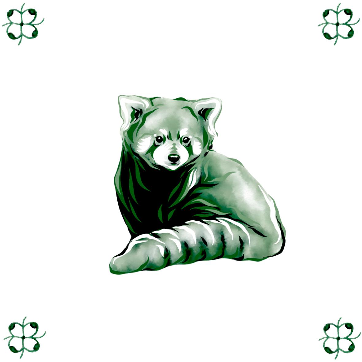 Delft Blue Ceramic Tile- Red Panda︱Bathroom Tile, Splashback, Kitchen Tiles, Modern Dutch Style