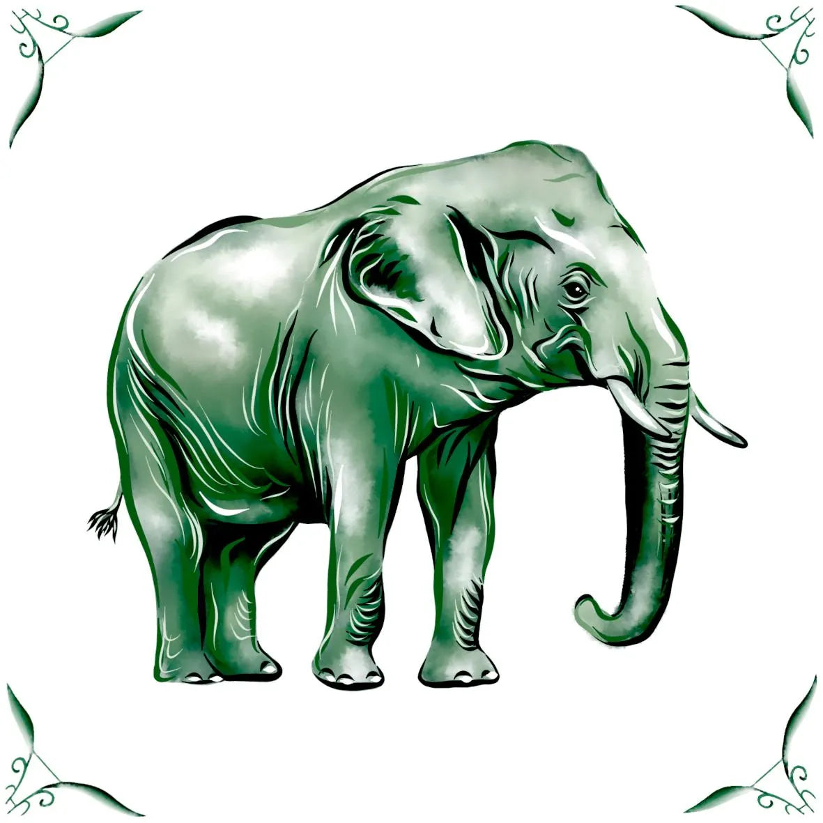 Delft Blue Ceramic Tile- Asian Elephant︱Bathroom Tile, Splashback, Kitchen Tiles, Modern Dutch Style