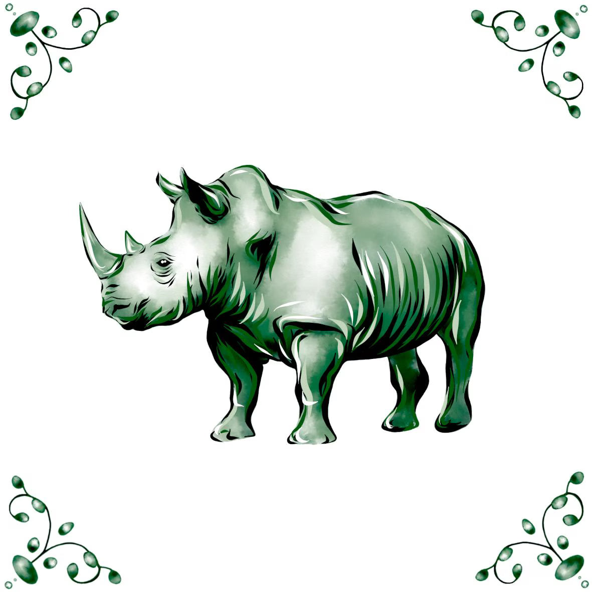 Delft Blue Ceramic Tile- Rhino︱Bathroom Tile, Splashback, Kitchen Tiles, Modern Dutch Style