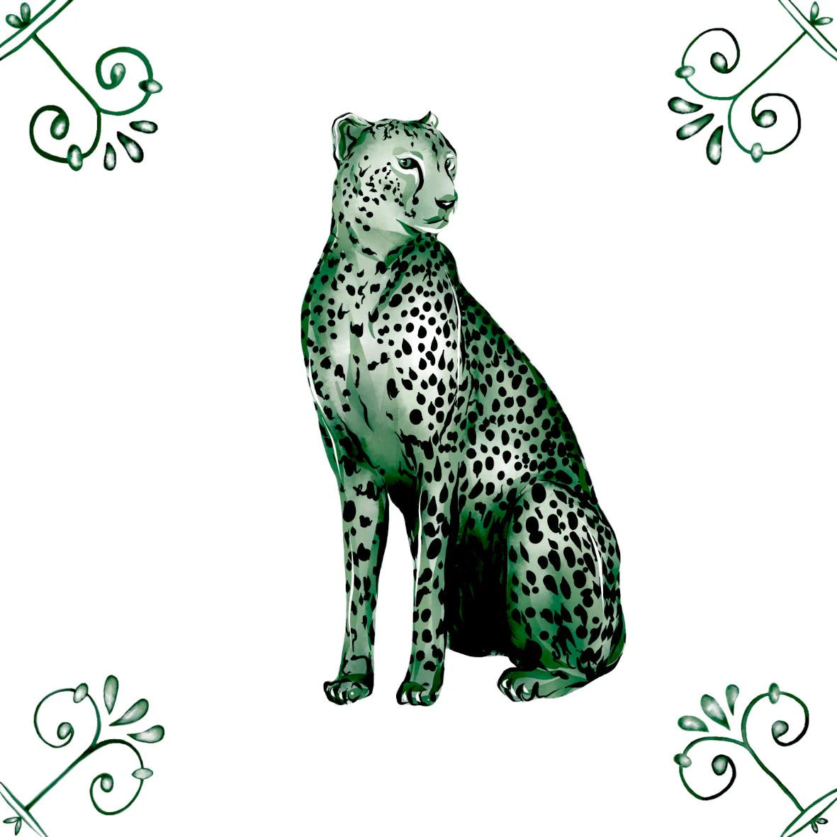 Delft Blue Ceramic Tile- Cheetah︱Bathroom Tile, Splashback, Kitchen Tiles, Modern Dutch Style