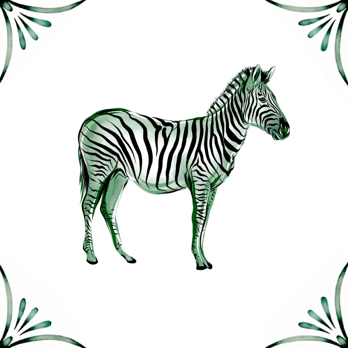 Delft Blue Ceramic Tile- Zebra︱Bathroom Tile, Splashback, Kitchen Tiles, Modern Dutch Style