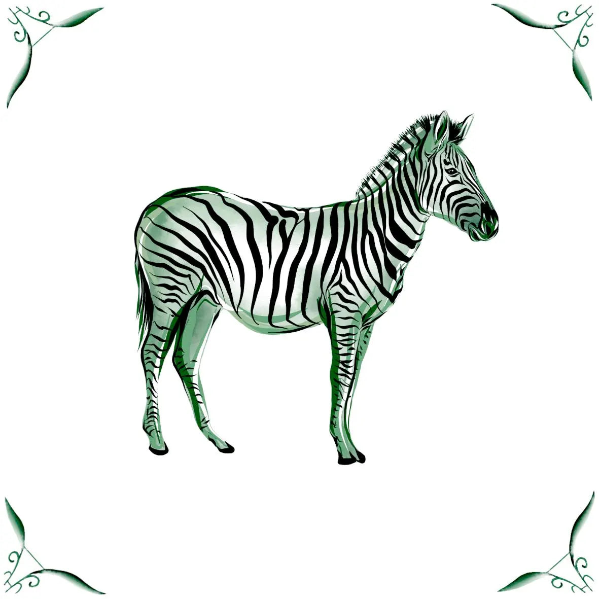 Delft Blue Ceramic Tile- Zebra︱Bathroom Tile, Splashback, Kitchen Tiles, Modern Dutch Style