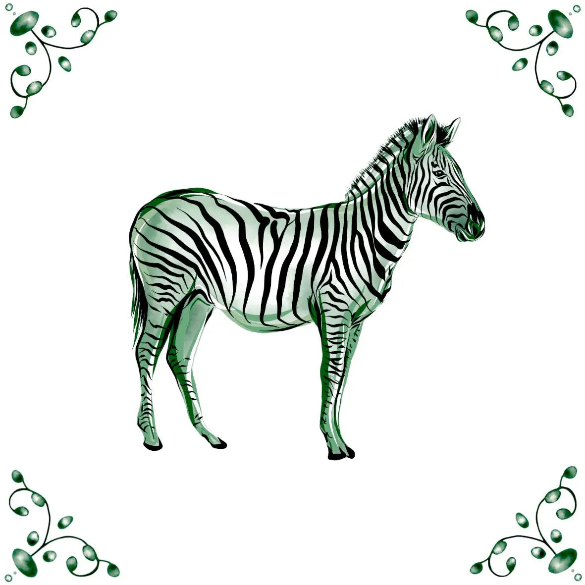 Delft Blue Ceramic Tile- Zebra︱Bathroom Tile, Splashback, Kitchen Tiles, Modern Dutch Style