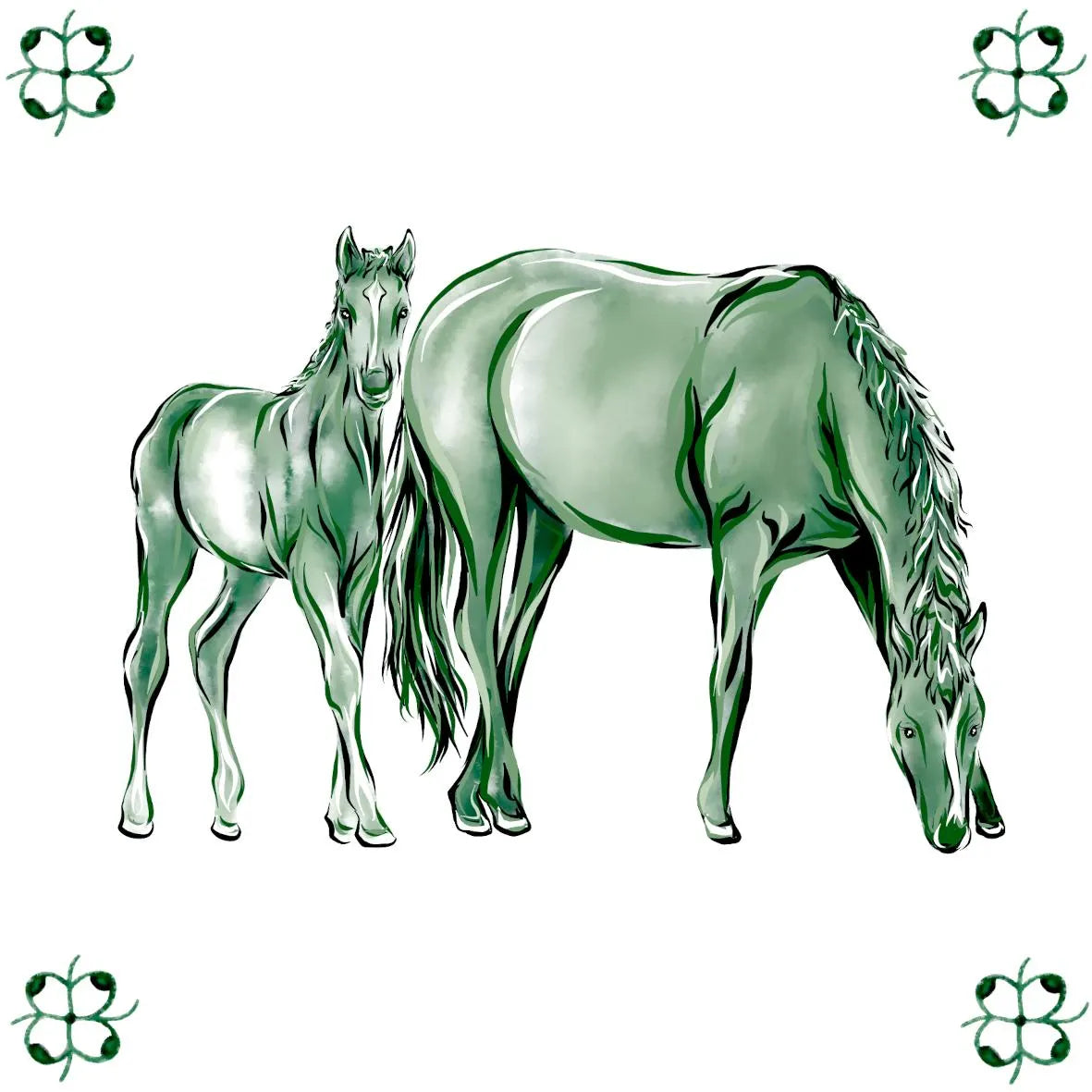 Delft Blue Ceramic Tile- Horse and Foal︱Bathroom Tile, Splashback, Kitchen Tiles, Modern Dutch Style