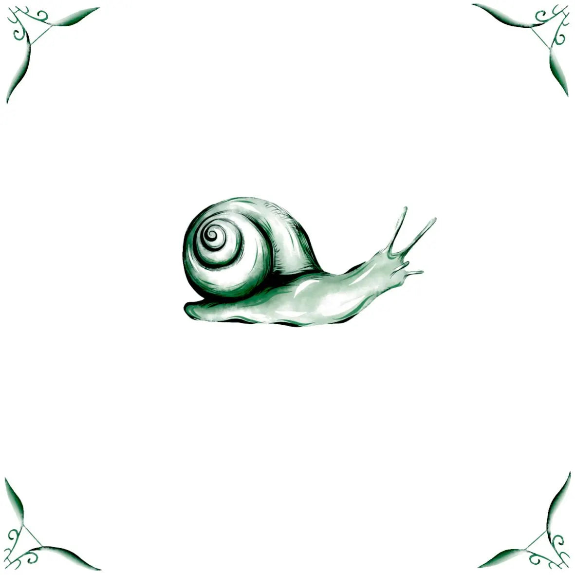 Delft Blue Ceramic Tile- Snail︱Bathroom Tile, Splashback, Kitchen Tiles, Modern Dutch Style
