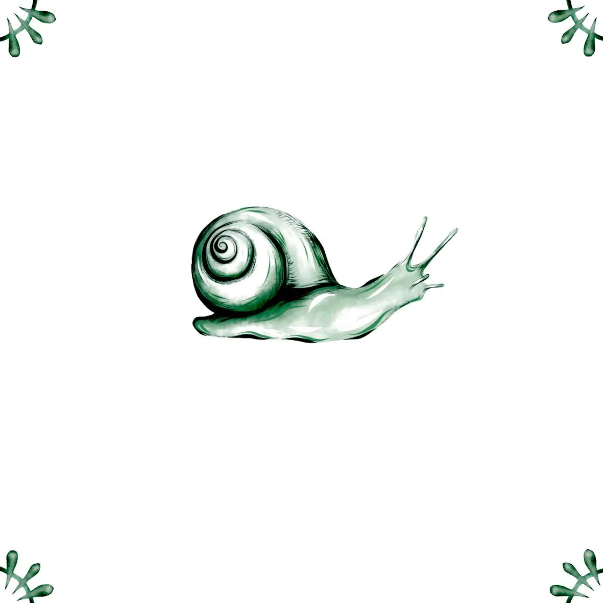 Delft Blue Ceramic Tile- Snail︱Bathroom Tile, Splashback, Kitchen Tiles, Modern Dutch Style