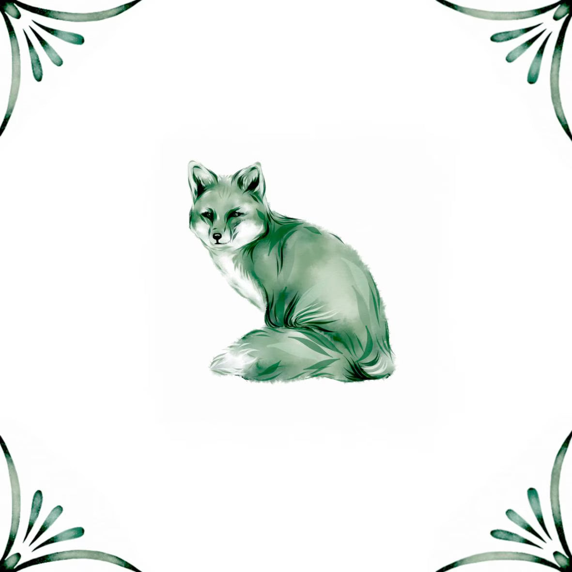 Delft Blue Ceramic Tile- Fox︱Bathroom Tile, Splashback, Kitchen Tiles, Modern Dutch Style