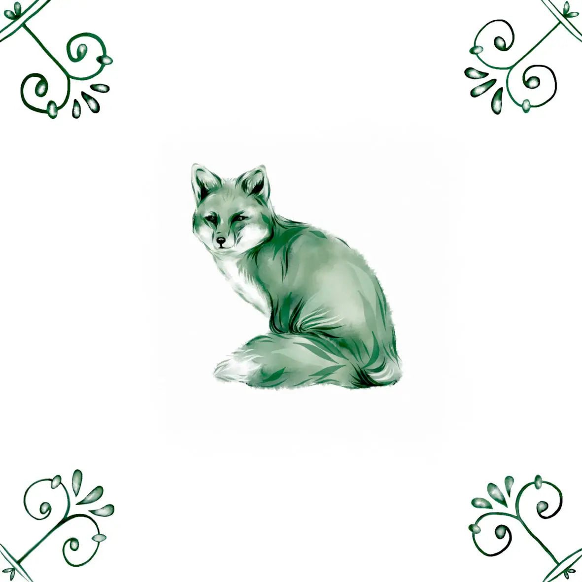 Delft Blue Ceramic Tile- Fox︱Bathroom Tile, Splashback, Kitchen Tiles, Modern Dutch Style