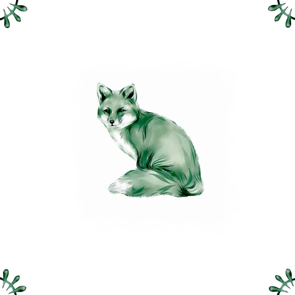Delft Blue Ceramic Tile- Fox︱Bathroom Tile, Splashback, Kitchen Tiles, Modern Dutch Style