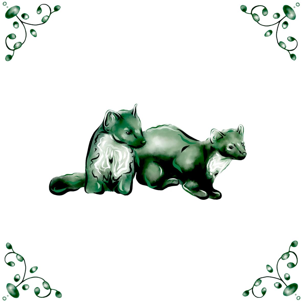 Delft Blue Ceramic Tile- Pine Martens︱Bathroom Tile, Splashback, Kitchen Tile, Modern Dutch Style