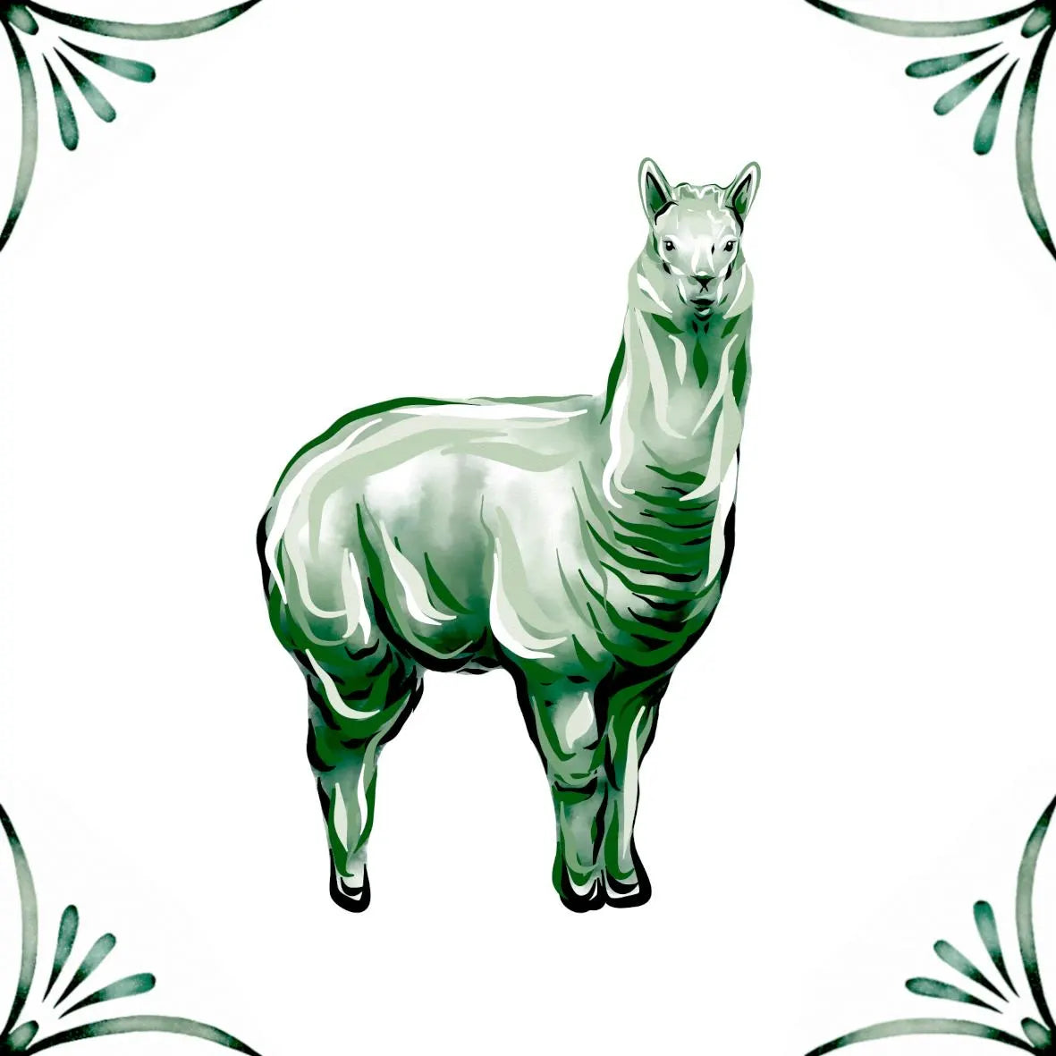 Delft Blue Ceramic Tile- Alpaca / Lllama︱Bathroom Tile, Splashback, Kitchen Tiles, Modern Dutch Style