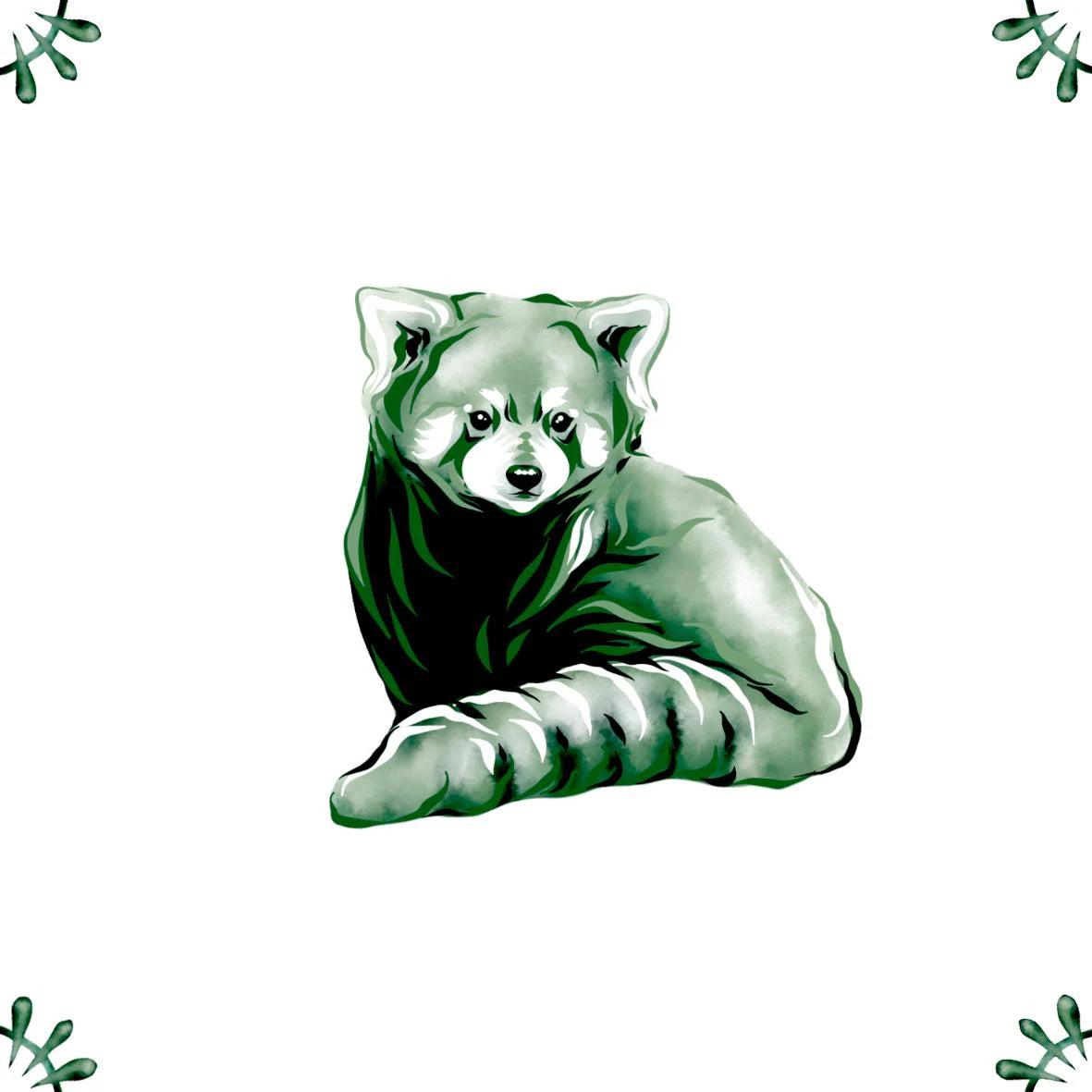 Delft Blue Ceramic Tile- Red Panda︱Bathroom Tile, Splashback, Kitchen Tiles, Modern Dutch Style