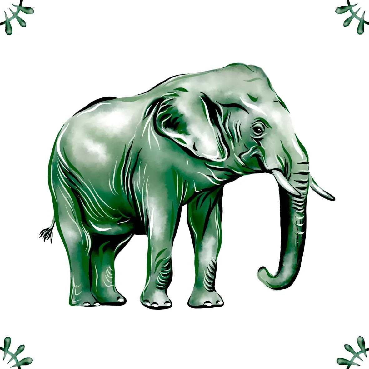 Delft Blue Ceramic Tile- Asian Elephant︱Bathroom Tile, Splashback, Kitchen Tiles, Modern Dutch Style