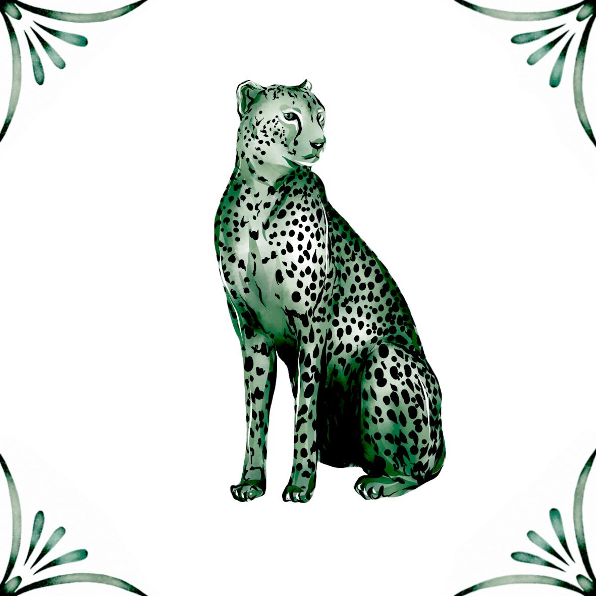 Delft Blue Ceramic Tile- Cheetah︱Bathroom Tile, Splashback, Kitchen Tiles, Modern Dutch Style
