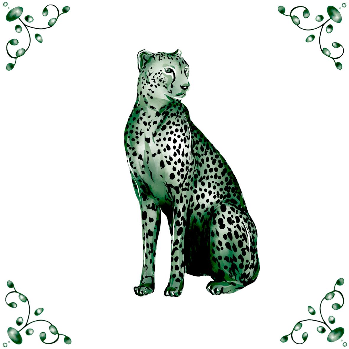Delft Blue Ceramic Tile- Cheetah︱Bathroom Tile, Splashback, Kitchen Tiles, Modern Dutch Style