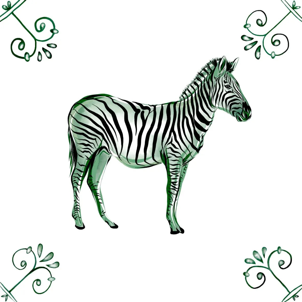 Delft Blue Ceramic Tile- Zebra︱Bathroom Tile, Splashback, Kitchen Tiles, Modern Dutch Style