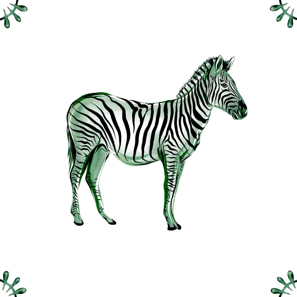 Delft Blue Ceramic Tile- Zebra︱Bathroom Tile, Splashback, Kitchen Tiles, Modern Dutch Style