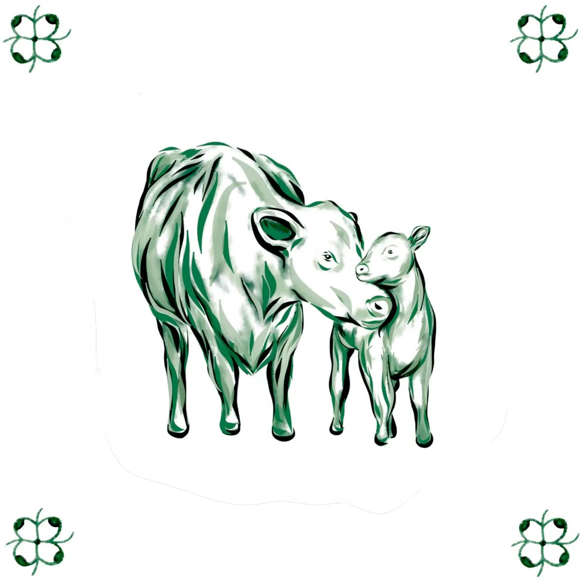 Delft Blue Ceramic Tile- Cow and Calf︱Bathroom Tile, Splashback, Kitchen Tiles, Modern Dutch Style