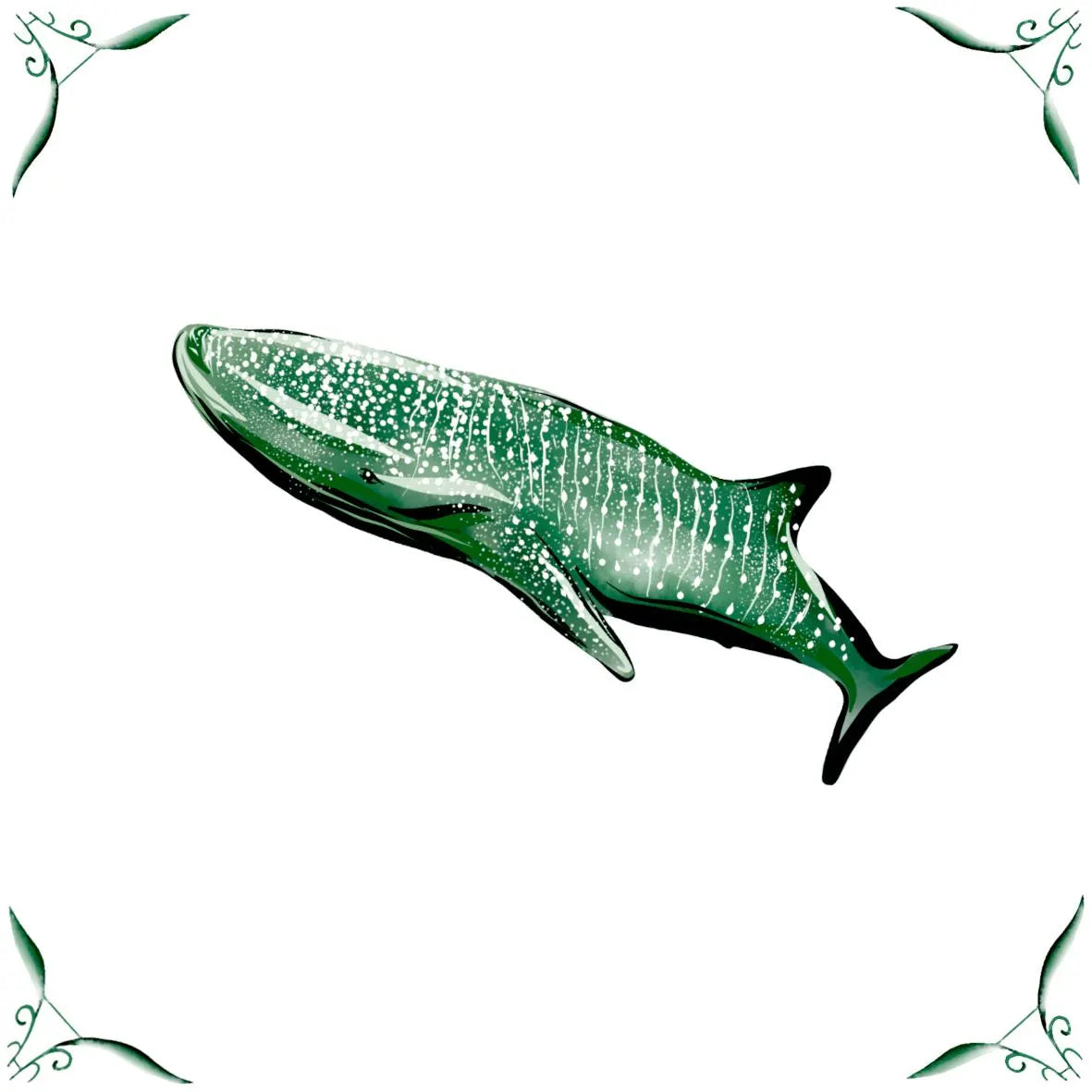 Delft Blue Ceramic Tile- Whale Shark︱Bathroom Tile, Splashback, Kitchen Tiles, Modern Dutch Style