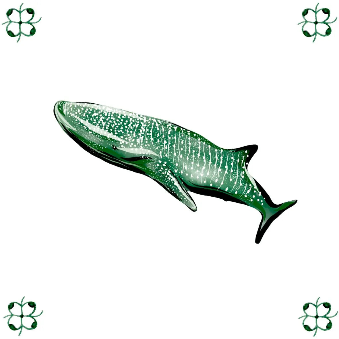 Delft Blue Ceramic Tile- Whale Shark︱Bathroom Tile, Splashback, Kitchen Tiles, Modern Dutch Style