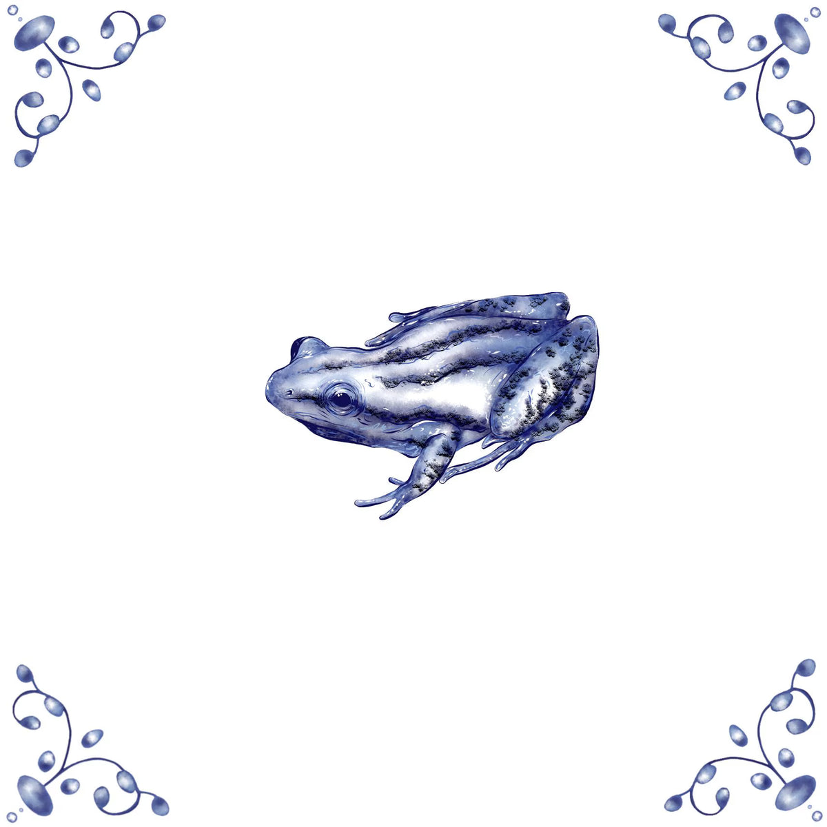 Delftblaue Keramikfliese – Hirsch Rentier︱Badezimmerfliese, Spritzschutz, Küchenfliesen, Moderner holländischer Stil