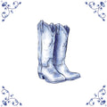 Delft Blue Ceramic Tile- Cowboy Boots︱Bathroom Tile, Splashback, Kitchen Tiles, Modern Dutch Style