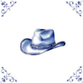 Delft Blue Ceramic Tile- Cowboy Hat︱Bathroom Tile, Splashback, Kitchen Tiles, Modern Dutch Style