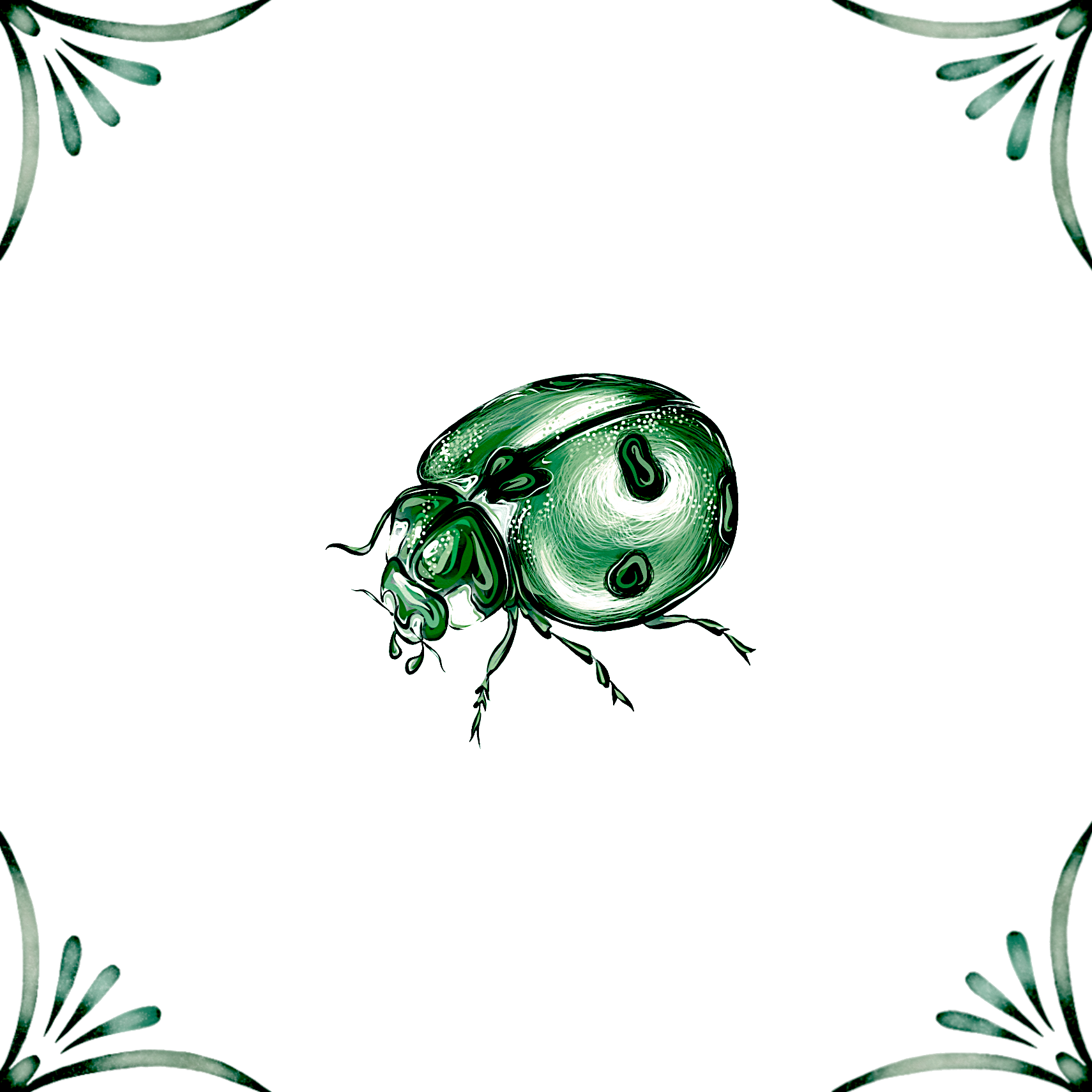 Delft Blue Ceramic Tile- Detailed Ladybird︱Bathroom Tile, Splashback, Kitchen Tiles, Modern Dutch Style