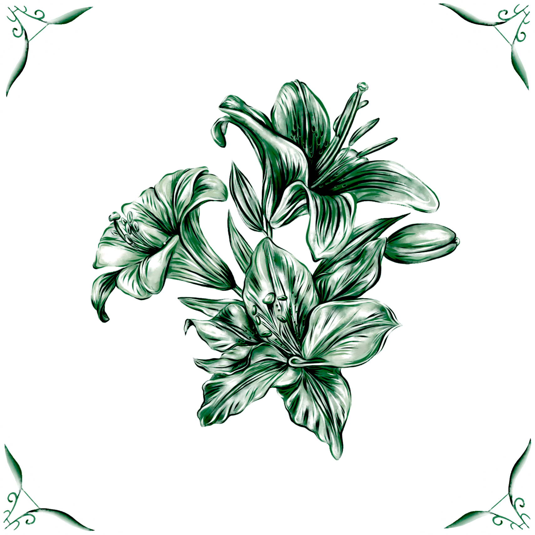 Delft Blue Ceramic Tile- Lily︱Bathroom Tile, Splashback, Kitchen Tiles, Modern Dutch Style