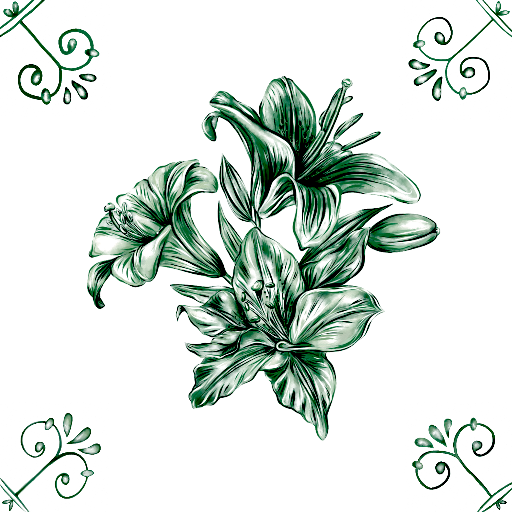 Delft Blue Ceramic Tile- Lily︱Bathroom Tile, Splashback, Kitchen Tiles, Modern Dutch Style