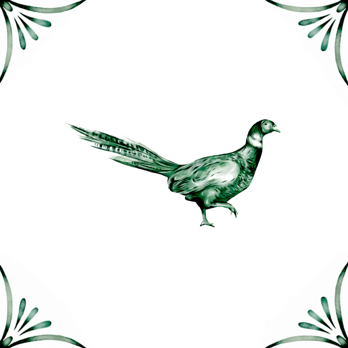 Delft Blue Ceramic Tile- Pheasant︱Bathroom Tile, Splashback, Kitchen Tiles, Modern Dutch Style