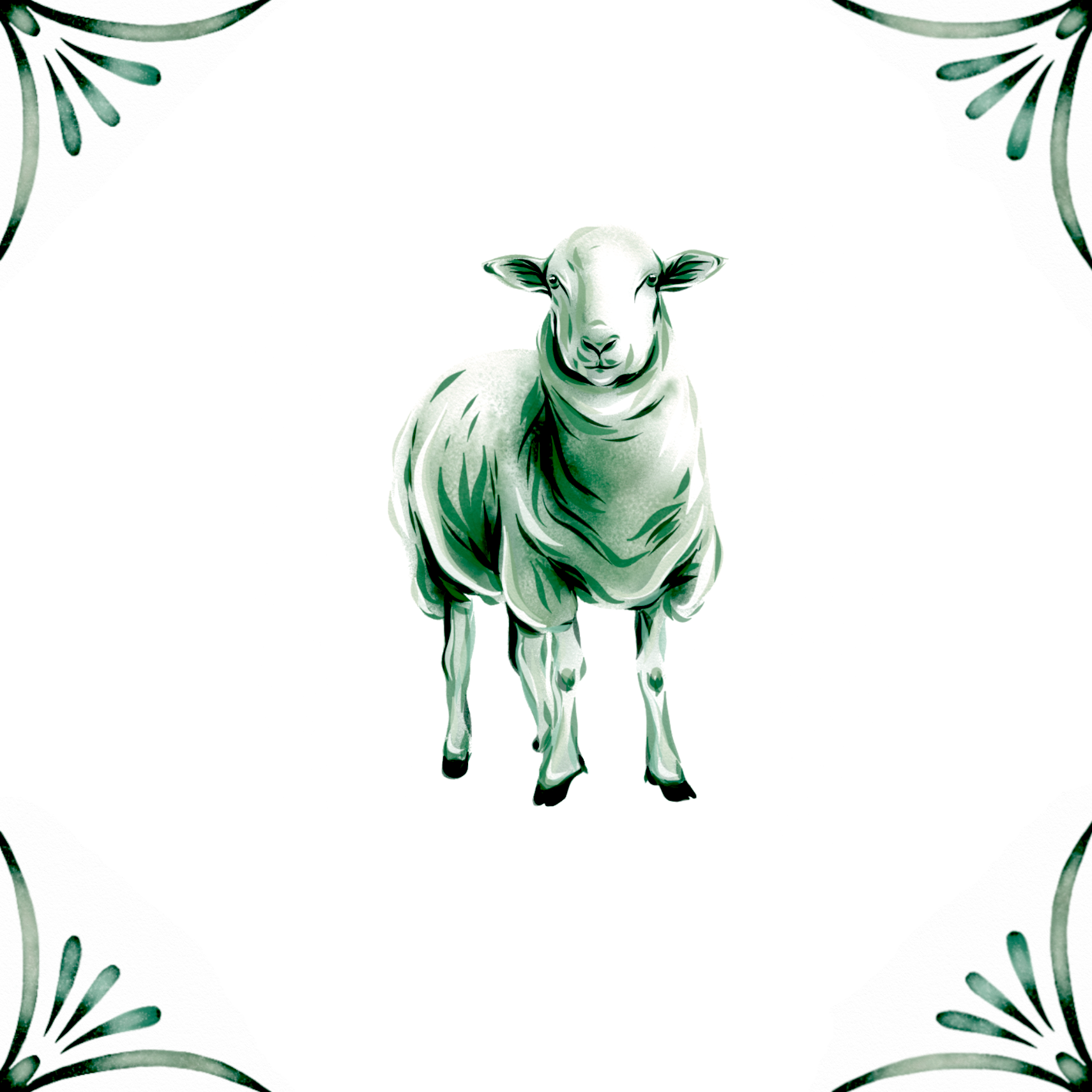 Delft Blue Ceramic Tile- Sheep︱Bathroom Tile, Splashback, Kitchen Tiles, Modern Dutch Style
