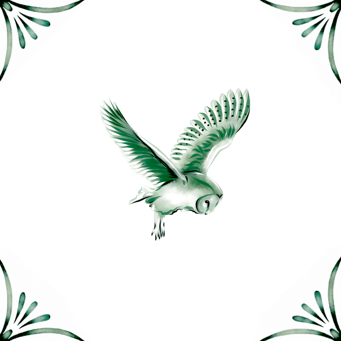 Delft Blue Ceramic Tile- Barn Owl︱Bathroom Tile, Splashback, Kitchen Tiles, Modern Dutch Style
