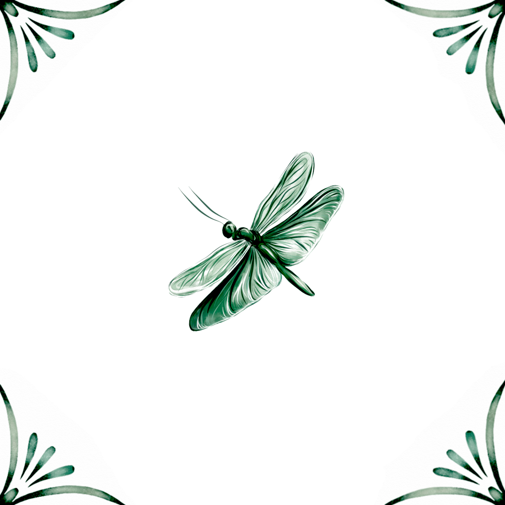 Delft Blue Ceramic Tile- Dragonfly︱Bathroom Tile, Splashback, Kitchen Tiles, Modern Dutch Style