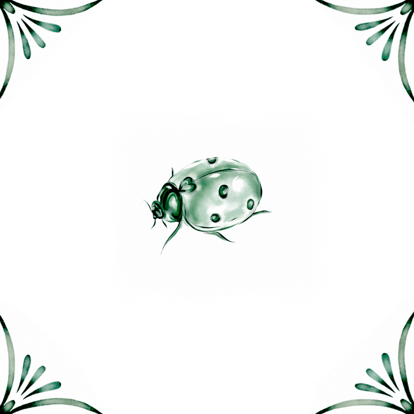 Delft Blue Ceramic Tile- Ladybird︱Bathroom Tile, Splashback, Kitchen Tiles, Modern Dutch Style