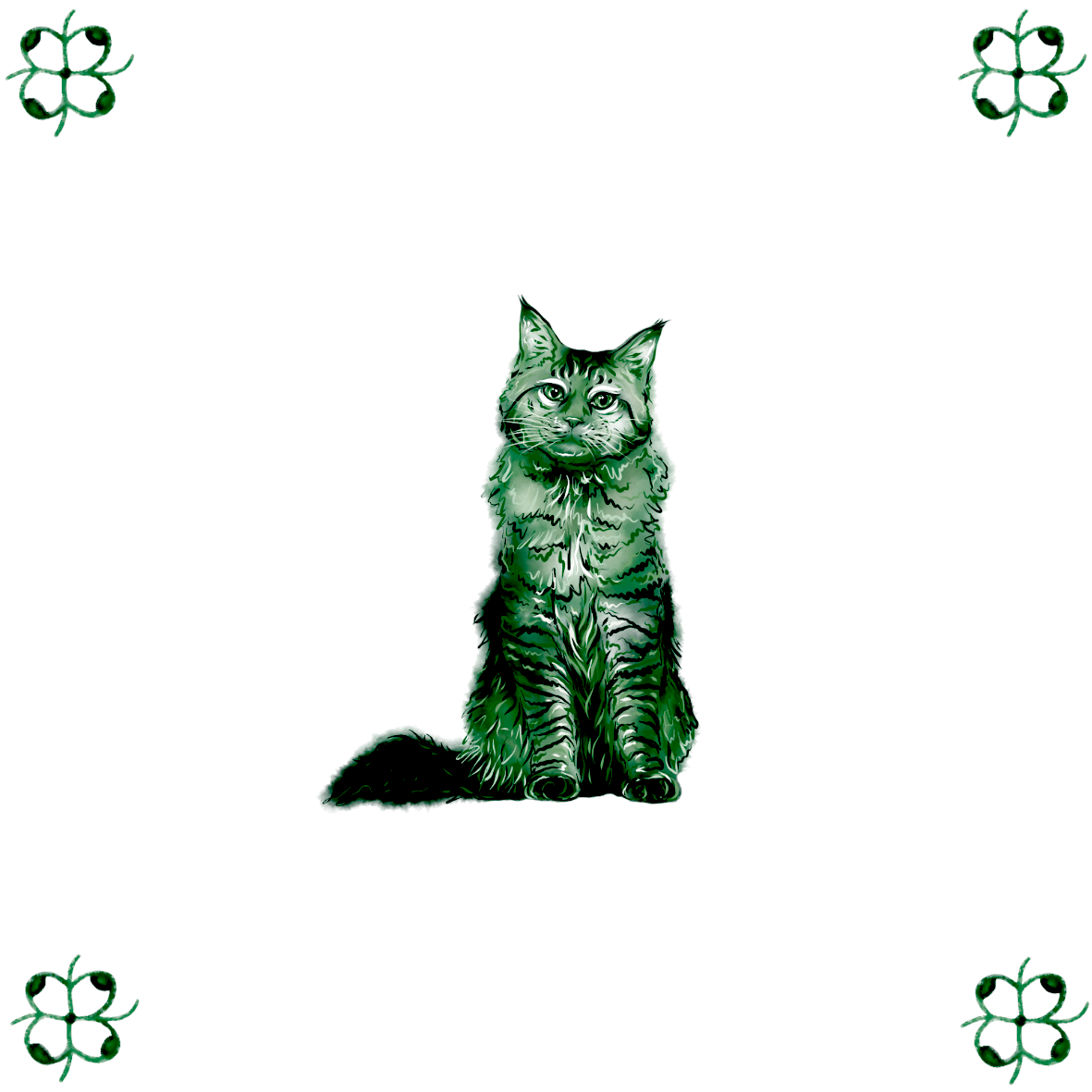 Delft Blue Ceramic Tile- Maine Coon Cat︱Bathroom Tile, Splashback, Kitchen Tiles, Modern Dutch Style