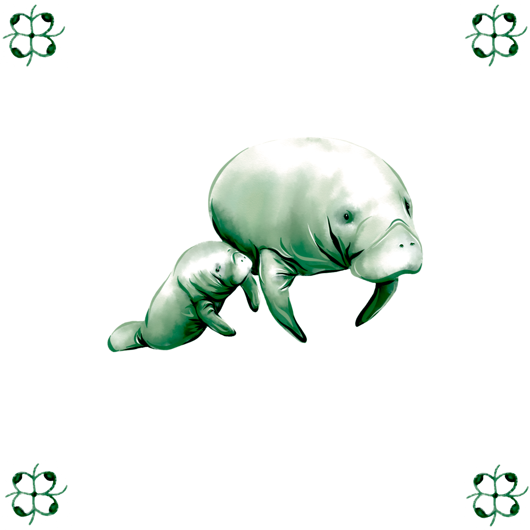 Delft Blue Ceramic Tile- Manatee︱Bathroom Tile, Splashback, Kitchen Tiles, Modern Dutch Style