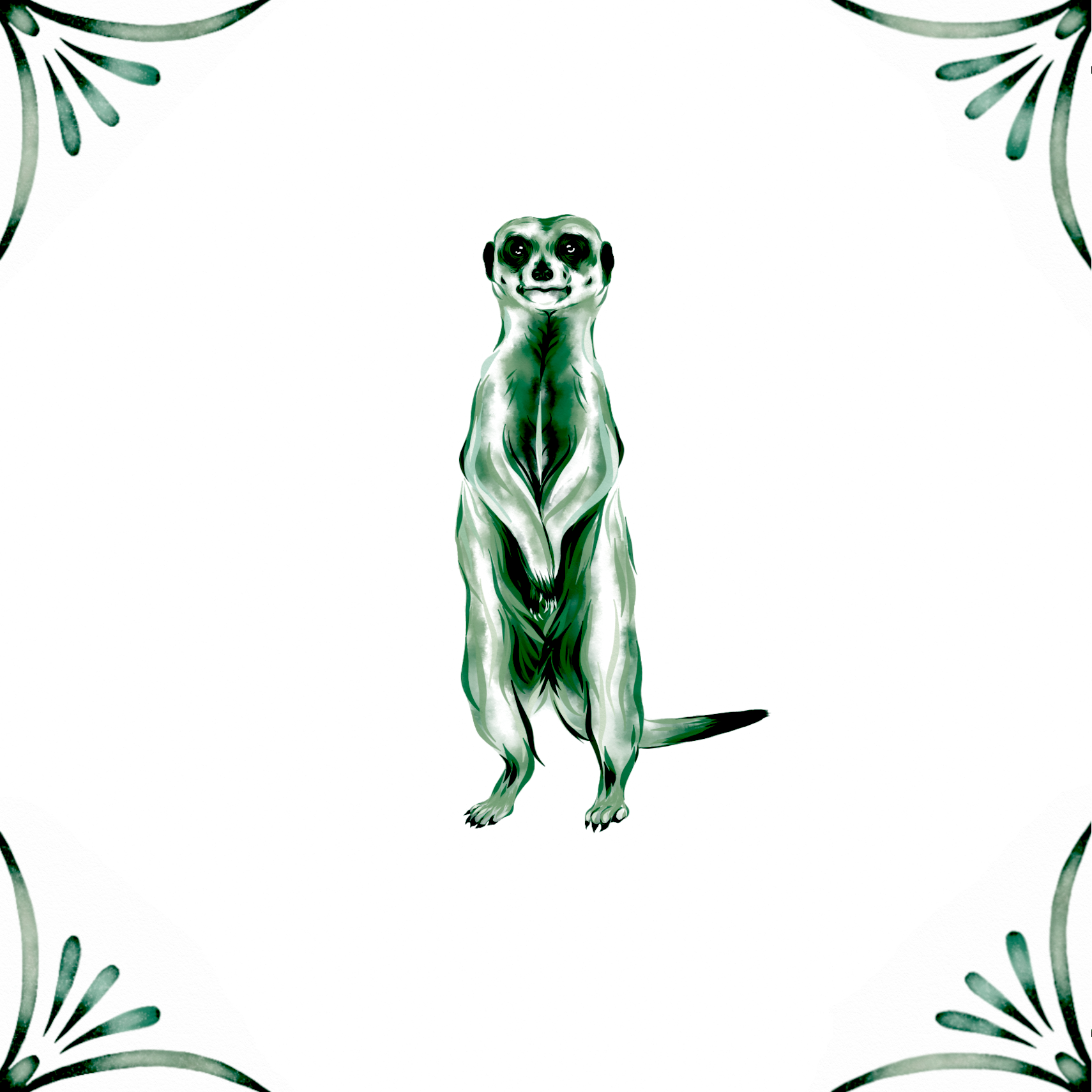 Delft Blue Ceramic Tile- Meerkat︱Bathroom Tile, Splashback, Kitchen Tiles, Modern Dutch Style