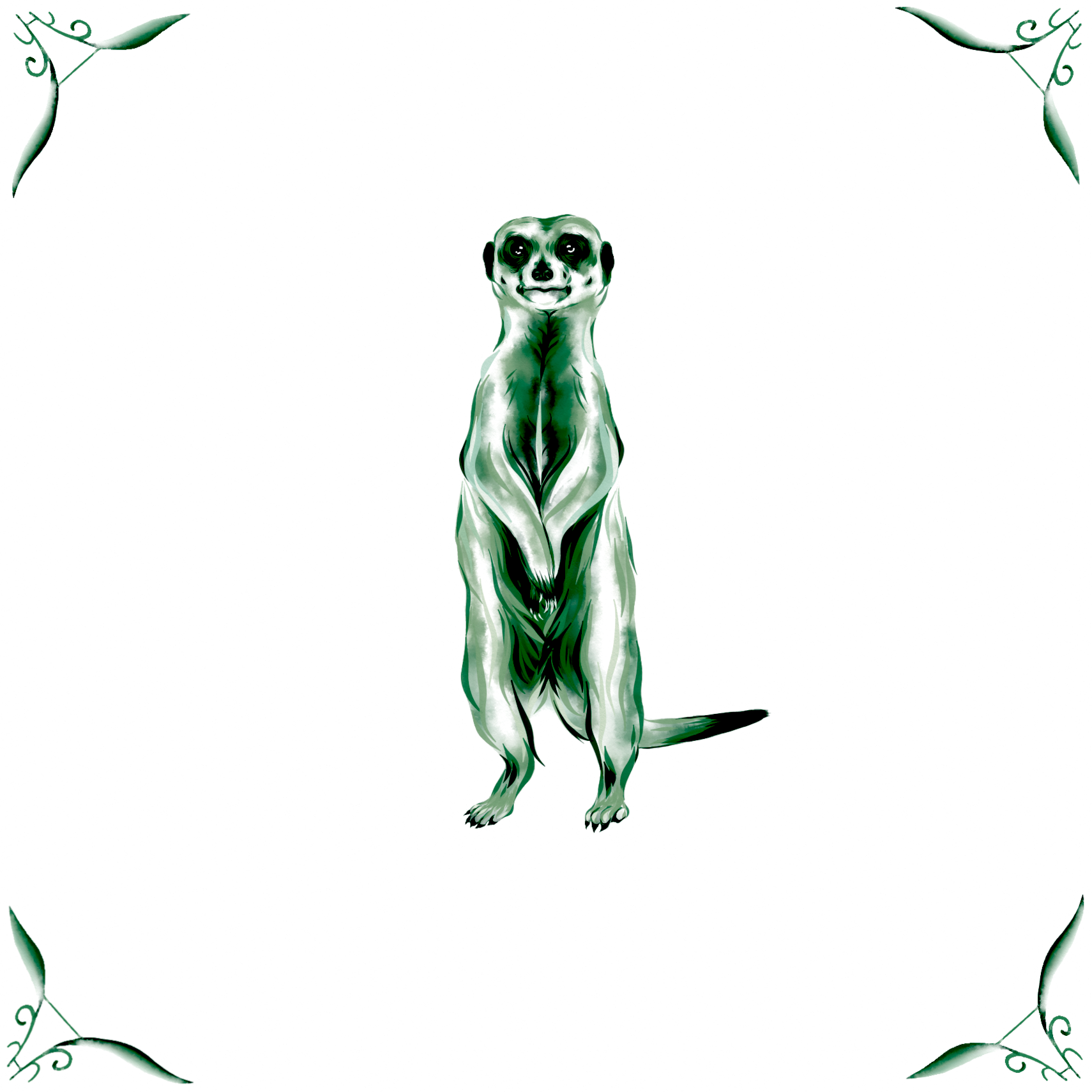 Delft Blue Ceramic Tile- Meerkat︱Bathroom Tile, Splashback, Kitchen Tiles, Modern Dutch Style